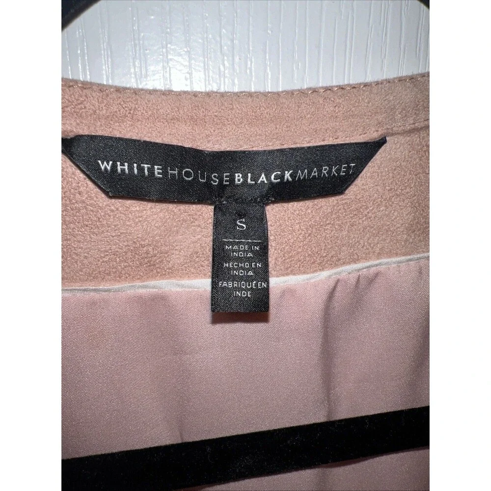 WHITE HOUSE BLACK MARKET Women Fringe Leather Suede Jacket Small Light Pink Boho - Picture 8 of 16